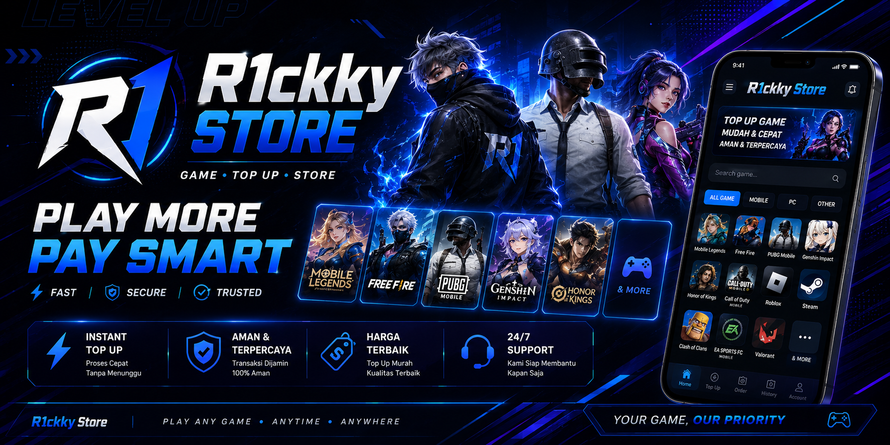 R1ckky Store Top Up Game Banner